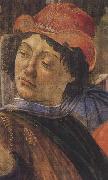 Sandro Botticelli, Personage wearing a green mantle third in the group on the left